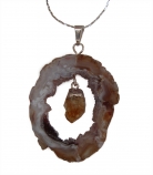 Geode Slice with Citrine Pendant