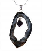 Geode Slice with Amethyst Pendant