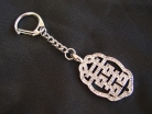Bejeweled Double Happiness Symbol with Love Knot Frame Keychain