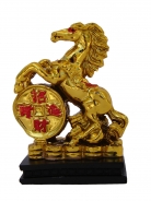 Golden Horse Statue Stepping on Money Coin