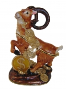Bejeweled Sheep Statue Stepping on Money Sign