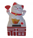 Solar Energy White Money Cat Statue