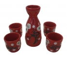 Red Saki Set with Plum Picture