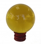 Yellow Crystal Ball with wooden stand 