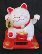 Solar Energy White Cat Statue