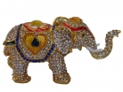 Bejeweled Elephant Statue with Trunk Up for Good Luck