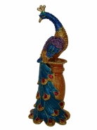 Bejeweled Lovely Peacock on Pedestal 