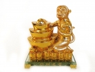 Golden Monkey Statue with Feng Shui Ingot