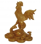 Golden Rooster Statue Stepping on Ru Yi and Coins
