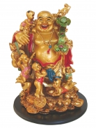 Big Golden Laughing Buddha Statue with 5 Boy Children