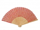 Natural Wooden Slab Folding Hand Fan with Picture of Auspicious Clouds