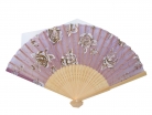 Natural Wooden Slab Folding Hand Fan with Picture of Rose