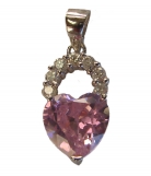 Heart Shape Pink Zircon Gem with 925 Sterling Silver Pendant