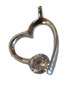 Heart Shape Clear Zircon Gem with 925 Sterling Silver Pendant