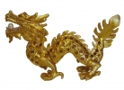 Golden Bejeweled Cloisonne Dragon Statue