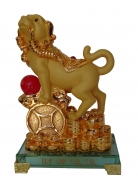 Golden Dog Statue Stepping on Big Chinese Coin