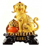 18-Inch Big Golden Dog Statue Holding Wealthy Pot