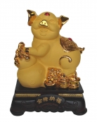 8 Inch Golden Pig Statue w/ Wu Lou