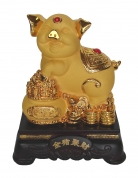 8 Inch Golden Pig Statue w/ Wealthy Pot