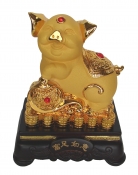 8 Inch Golden Pig Statue w/ Ru Yi