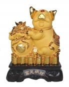 15 Inch Big Golden Pig Statue w/ Money Bag