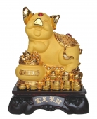 15 Inch Big Golden Pig Statue w/ Treasure Pot