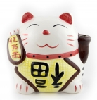 White Porelain Money Lucky Cat Statue