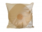 Light Beige Silk Throw Pillow Cover w/ Embroidery
