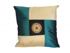 Black and Blue Silk Throw Pillow Cover w/ Embroidery