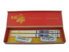 Set of Blue Porcelain Chopsticks w/ Picture of Orchid