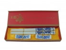 Set of Blue Porcelain Chopsticks w/ Picture of Fish