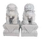 Pair of 9 Inch White Foo Dogs