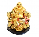 Golden Money Buddha Statue on Dragon Chair
