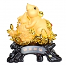 Chinese Zodiac Rat Statue with Wu Lou and Lotus