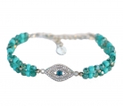 Bracelet with Turquoise Beads and Anti Evil Eye Charm