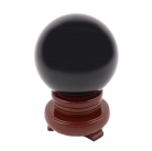 80mm Black Crystal Sphere with Rotatable Wooden Stand 