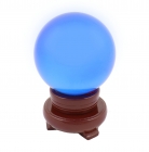 80mm Light Blue Crystal Sphere with Rotatable Wooden Stand 