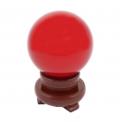 80mm Red Crystal Sphere with Rotatable Wooden Stand 