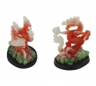 Pair of Colorful Dragon Phoenix Statues