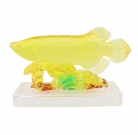Yellow Arowana Fish Statue on Glass Base