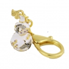 White Wu Lou With Joyous Crane Amulet Keychain