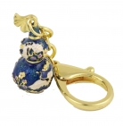Blue Wu Lou With Joyous Crane Amulet Keychain