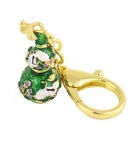 Green Wu Lou With Joyous Crane Amulet Keychain