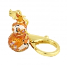 Yellow Wu Lou With Joyous Crane Amulet Keychain