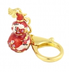 Red Wu Lou With Joyous Crane Amulet Keychain