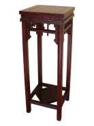 Tall Square-Shaped Wood Plant Stand in Cherry Finish