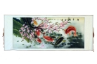 Big Horizontal 9-Fish Hand-Painted Scroll Picture