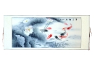 Big Horizontal Hand-Painted 9-Fish Scroll Picture