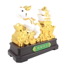 Chinese Zodiac Golden Rabbit Statue Figurine Feng Shui Animal Bronze Color 4in