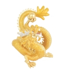 Rising Golden Dragon Holding A Pearl Statue